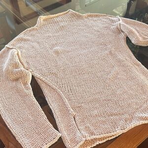 Pure Hand knit 100% Cotton Elegant Cream Turtleneck Sweater